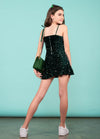 AMANDA Fitted Sequin Ruffle Dress