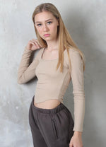 LEXI Long Sleeves U Hemline Crop Top