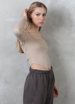 LEXI Long Sleeves U Hemline Crop Top