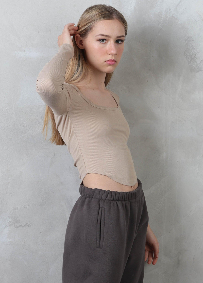 LEXI Long Sleeves U Hemline Crop Top