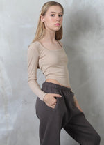 LEXI Long Sleeves U Hemline Crop Top