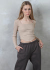 LEXI Long Sleeves U Hemline Crop Top