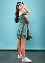 SAGE On/Off Shoulders Smocked Waist Tiered Ruffle Dress