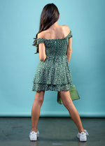 SAGE On/Off Shoulders Smocked Waist Tiered Ruffle Dress