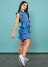 TANIA 3 Tier High Neck Ruffle Dress